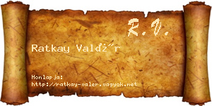 Ratkay Valér névjegykártya